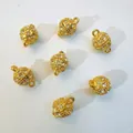 Golden spherical magnetic jewelry clasps with clear rhinestones for DIY bracelets - 10mm Rhinestone Sphere / Gold