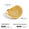Wasserfestes Ring aus Edelstahl mit goldenem Netzball-Design, hypoallergen für Damen - Gold Mesh Ball Stil