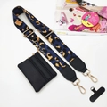Adjustable leopard print crossbody phone strap with detachable black coin pouch - Dark Blue Leopard Strap And Pouch And Phone Patch