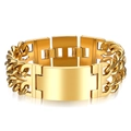 Bracciale a catena barbazzale dorato in acciaio inox con maglia a H e piastrina ID - Oro Lucido