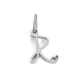 Polished silver stainless steel letter R pendant with hollow heart detail charm - Letter R / Silver