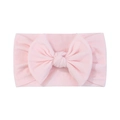Soft pink nylon baby headband with large bow detail for comfort and stretch - Candy Pink