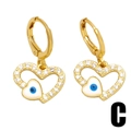 Fashion heart shaped hoop earrings with blue evil eye and sparkling crystals for women - Gold Hollow Heart Style (C)