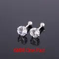Paio di orecchini a lobo da 6mm con zirconi rotondi e chiusura a vite sicura - 6mm