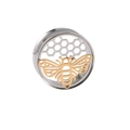 Two-tone stainless steel ear gauge expander with golden honeybee and honeycomb cutout design - 19mm / Bee - Flare Style
