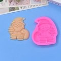 Christmas Santa Claus silicone mold for DIY baking cake mousse chocolate and cookie making - Santa Carrying Gift Bag (1) / Pink