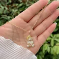 Collana placcata in oro 18K con ciondolo a forma di orso con corona e zirconi incastonati - Orso con Corona (Stile 3)