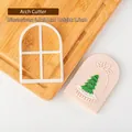 Arch window cookie cutter mold 6.5x9.5cm for Christmas baking with tree embossing - 6.5x9.5cm