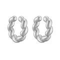 Macro shot of polished silver twist ear cuffs featuring geometric braided metal design - Style B-Twist Rope Design / White Gold