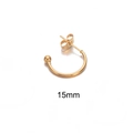 Polished 15mm golden C-shaped earring with ball ends and secure butterfly backing - 15mm / Gold