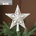 White hollow Christmas tree topper star with sparkling glitter finish, 20x20cm size - 20CM Hollow Tree Top Star