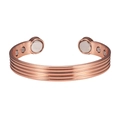 Bracciale magnetico in rame rosso regolabile con trama a strisce e design aperto - Bracciale Singolo / Rame