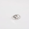 Silver minimalist ring featuring a floral engraved oval face and an adjustable open band - March / Birth Flower Ring