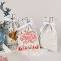 Three-piece Christmas drawstring gift bag set with reindeer and holiday tree patterns - White 30pcs Set (10pcs each)