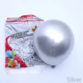 Metallic silver latex balloon set with inflated sphere and packaging for party decor - 10 Inch 1.8g Silver 50Pcs/Pack