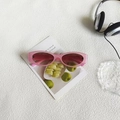 Chic oval frame sunglasses in translucent pink resin with dark shaded lenses - Pink Frame Light Tea