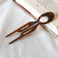 U-shaped tortoise shell acetate hair fork with amber and blue marbling for buns - Amber Brown
