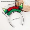 Christmas reindeer headband with red and green Merry Christmas letters and trees - Headband Two Pine Trees