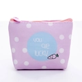 Light purple polka dot PU leather coin purse with cute carrot and you are lucky slogan - Pink Carrot