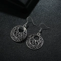 Bohemian silver hollowed flower earrings with vintage filigree patterns and hook design - Silver Hollow Scroll Pattern Style (E1661-1)