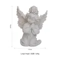 Ivory white cherub angel sculpture thinking pose, resin home decor, size 16x13cm - Large Kneeling Angel (Thinking Left)