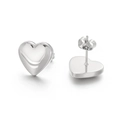 Polierte silberne Herz-Ohrstecker aus minimalistischem Edelstahl für Damenmode - Silberne Ohrringe (KE56152-Z)