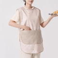 Pink waterproof kitchen apron with star and moon patterns and absorbent towel pocket - One Size / Beige Starry Sky-Mesh Breathable-Large-With Wiping
