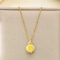 Close-up of golden stainless steel necklace featuring a creative enamel durian fruit pendant - Durian B Style (KN292097-Z)