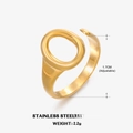 Anillo ajustable minimalista de acero inoxidable dorado con diseño de óvalo - Abierto Ajustable / Dorado