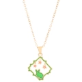 Schattige konijn en roze sterren hanger ketting met gouden ketting voor vrouwen - Konijn Ketting (X008) / KC Goud