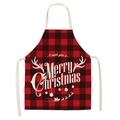 Christmas apron with red and black plaid pattern, reindeer print, and Merry Christmas text - A36-Red Black Plaid Wish Christmas Deer Ball