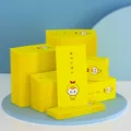 Yellow individual aviation wet wipes with cute cartoon chicken branding stacked set - Cartoon Chick Style / Yellow