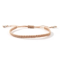 Handmade woven cord bracelet in beige champagne gold with adjustable metallic beads - Champagne