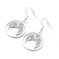 Boucles d'oreilles ailes d'ange rondes en argent avec petit strass sur fond blanc - Argent (KE101315-KFC)