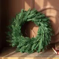 60cm PE mixed needle artificial Christmas wreath weighing 1kg for festive door decoration - 60cm Mixed Leaf Wreath-Green / Diameter approx 60cm