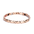 Women's rose gold pure titanium magnetic bracelet with X-shaped links and colorful stones - All Rose Gold