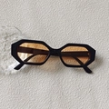 Retro black hexagonal sunglasses with orange lenses for a vintage cat-eye dopamine style - Black Frame Orange Lens Hexagon (12)