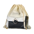 Bolso de mano blanco y negro en una bolsa guardapolvo beige semitransparente con cordón - 30*30cm / Beige