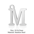 Polished stainless steel letter M pendant for DIY jewelry, size 10.5x12mm - Letter M(LA060-Mx5)