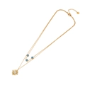 Double-layer gold stainless steel necklace with sun pendant and evil eye charms - 1# Necklace (N150)