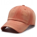 Distressed vintage baseball cap in terracotta orange with ripped street style details - Adjustable / Orange