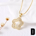 Sparkling gold star flower pendant necklace with white crystals on a gold box chain - Hollow Star Flower / Gold