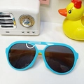 Kids aviator sunglasses with bright blue frames and yellow temples for UV protection - Sky Blue