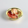 Miniature hot pot model with dual broth and realistic food details in a golden bowl - Mushroom Abalone Hot Pot / No Buckle