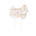 Detailansicht Kuchendeckel 38. Geburtstag Roségold Glitzer mit Sternen und Krone - 38. Geburtstag (38) / Roségold
