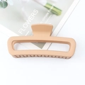 Large apricot leopard print hair claw clip with cutout square design and glossy finish - Butter Nude Pink