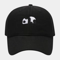 Détail d'une casquette de baseball noire en coton avec broderie de panda mignon - Noir