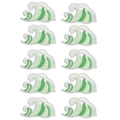 Detail of 10-piece set of green ocean wave embroidered patches with fine needlework texture - Set of 10 Style C