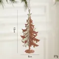 13cm silver and rose gold glittery Christmas tree hanging ornament with dual-tone finish - 3D Christmas Tree Style