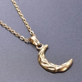 Minimalist 18k gold plated stainless steel crescent moon necklace with hammered texture - Gold Color Pendant Necklace